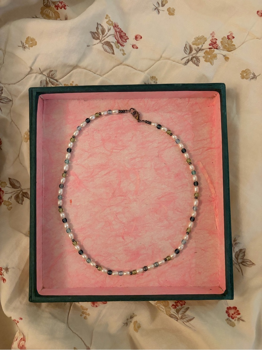 Handmade Pearl and Glass Beaded Necklace